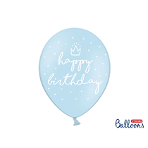 Happy Birthday Pastel Blue 12" Latex Balloons 6pk
