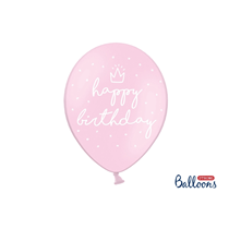 Happy Birthday Pastel Pink 12" Latex Balloons 6pk