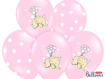 Pink Elephant And Pink Polka Dot 12" Latex Balloons 6pk