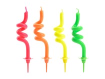 Curly Multi Coloured 8cm Birthday Cake Candles 4pk