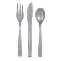 Silver Assorted Plastic Cutlery 18pk
