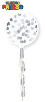 Silver Tassel Tail 3ft Heart Confetti Latex Balloon Pack