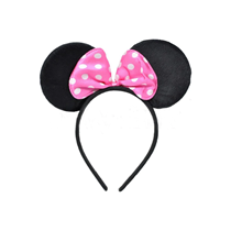 Mouse Ears Headband With Pink & White Bow