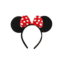 Mouse Ears Headband With Red & White Bow