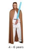 Child Jedi Style Brown Cape 4 - 6 yrs with light saber