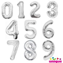 Unique Party Giant Foil 34 Inch Silver Number Balloons