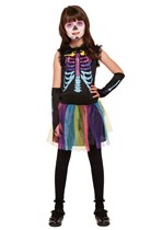 Halloween Girl's Multi Coloured Skeleton Fancy Dress Costume
