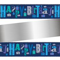 Happy Birthday Blue Holographic Foil Banner 9ft
