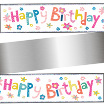 Floral Happy Birthday Holographic Foil Banner 9ft