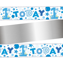 First Birthday Blue Holographic Foil Banner 9ft