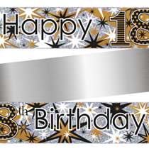  Happy 18th Birthday Gold and Black Holographic Foil Banner 9ft