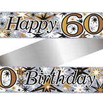 Happy 60th Birthday Gold and Black Holographic Foil Banner 9ft