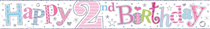 Happy 2nd Birthday Holographic Foil Banner Pink
