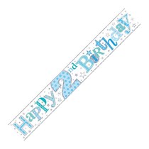 Blue Happy 2nd Birthday Foil Banner