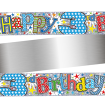 Age 3 Happy Birthday Colourful Holographic Foil Banner 9ft