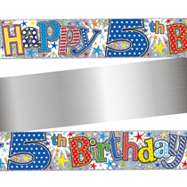 Age 5 Happy Birthday Colourful Holographic Foil Banner 9ft