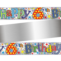 Age 6 Happy Birthday Colourful Holographic Foil Banner 9ft