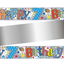 Age 7 Happy Birthday Colourful Holographic Foil Banner 9ft