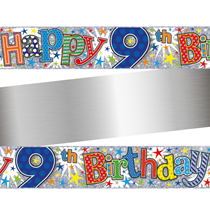 Age 9 Happy Birthday Colourful Holographic Foil Banner 9ft