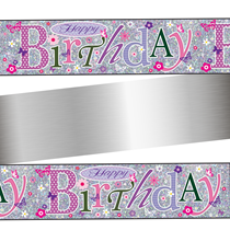Happy Birthday Daisies & Butterflies Holographic Banner 9ft