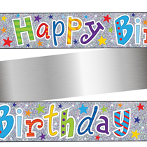 Happy Birthday Colourful Stars Holographic Foil Banner 9ft