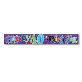 Happy 40th Birthday Holographic Foil Banner