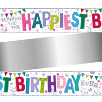 Happiest Birthday Holographic Foil Banner 9ft