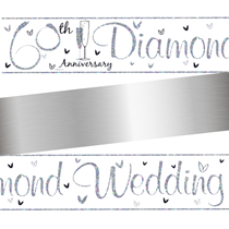 Diamond Wedding Anniversary Holographic Foil Banner 9ft