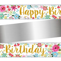 Happy Birthday Floral Holographic Foil Banner 9ft