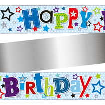 Happy Birthday Blue Stars Holographic Foil Banner 9ft