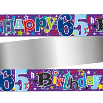 Age 65 Happy Birthday Colourful Holographic Foil Banner 9ft