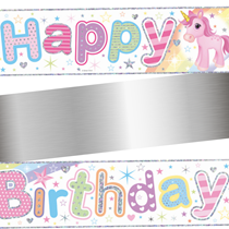 Unicorn Happy Birthday Holographic Foil Banner 9ft