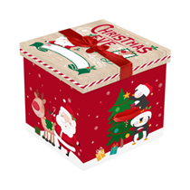 Christmas Santa & Friends Square Flat Pack Gift Box 27.5 x 28cm