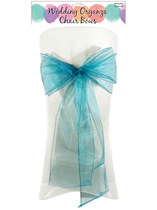 Turquoise Organza Chair Bow 6pk