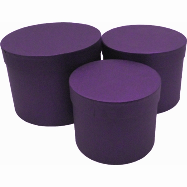 Purple Round Flower Boxes - Set of 3