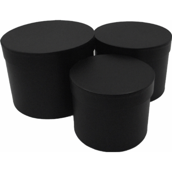 Black Round Flower Boxes - Set of 3