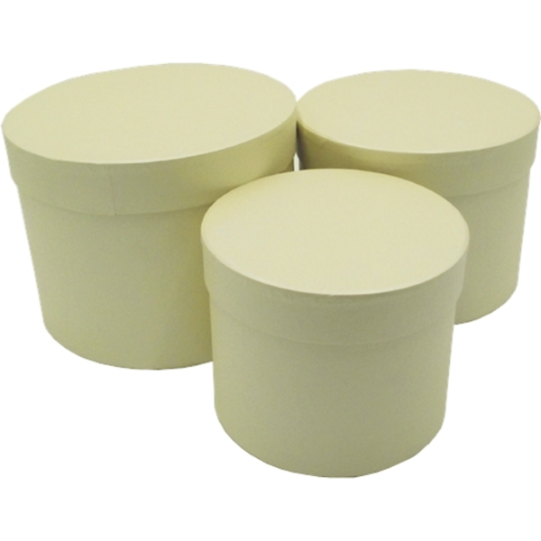 Cream Round Flower Boxes - Set of 3