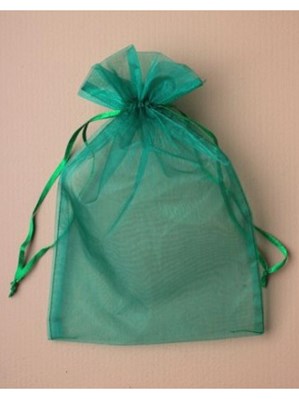 Large Green Organza Favour Bags - 12pk