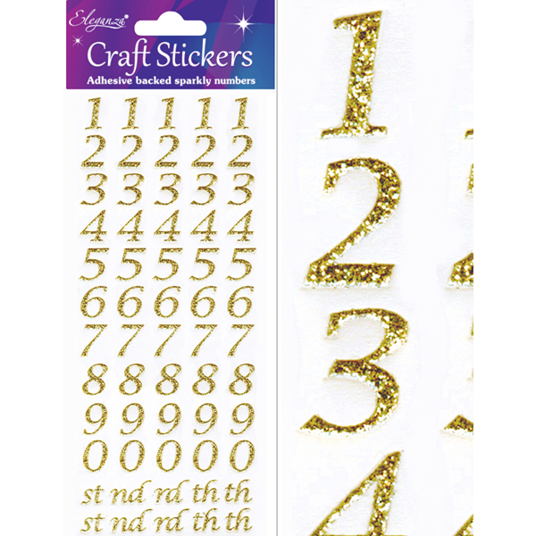 Eleganza Gold Stylised Number Craft Stickers
