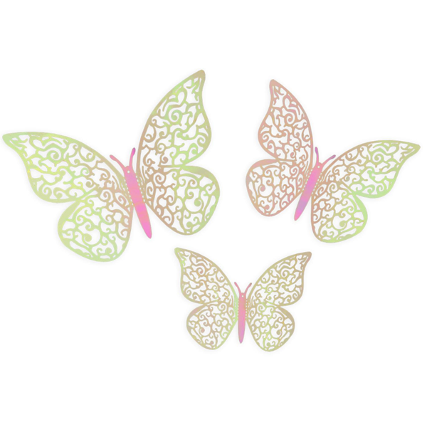 NEW Pink Iridescent 3D Adhesive Butterflies 12pk