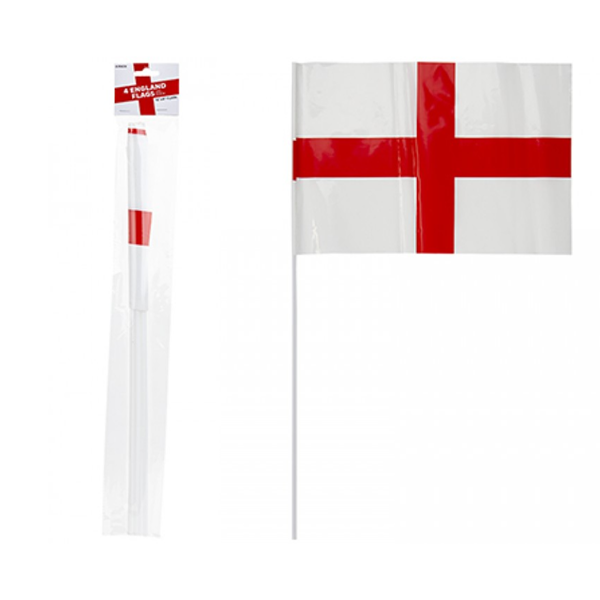 St George's Cross 12" Hand Waving Flags 4pk