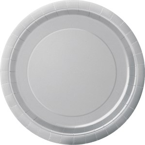 Silver 7" Round Paper Plates 8pk