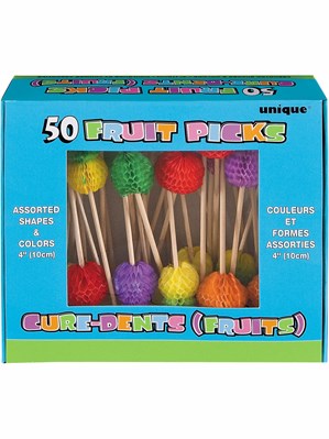 50 Tropical Fruit Picks - Assorted Colours