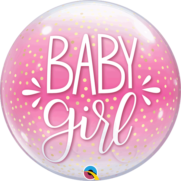 Baby Girl Confetti Dots Pink 22" Bubble Balloon
