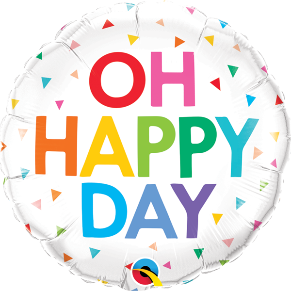 Oh Happy Day Rainbow Confetti 18" Foil Balloon