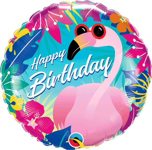 Happy Birthday Tropical Flamingo 18" Foil Balloon