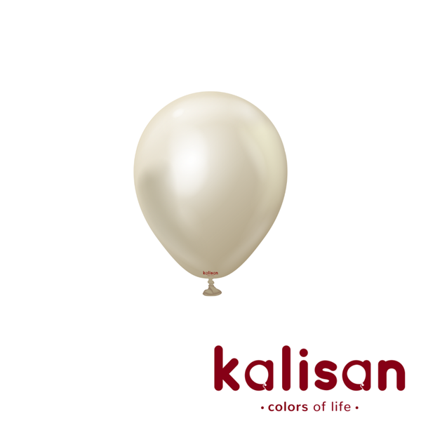 Kalisan 5" Mirror White Gold Latex Balloons 100pk