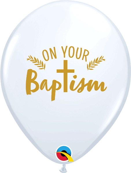 On Your Baptism 11" White Latex Balloons 25pk