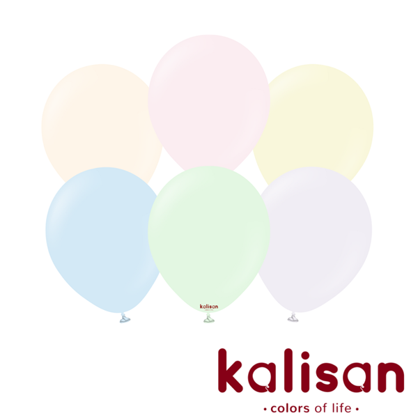 NEW Kalisan Standard 12" Pale Macaron Mix Latex Balloons 100pk