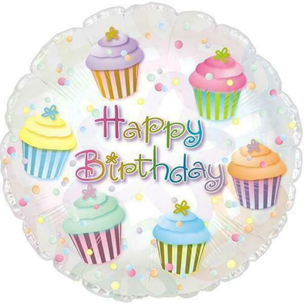 Happy Birthday Cupcake 17" Foil Balloon